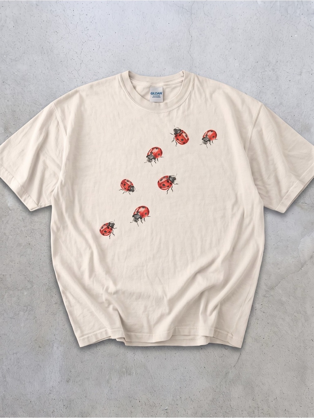 Gildan Cream Vintage Ladybug Graphic Tee